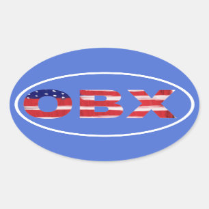 OBX Flag Text Oval Sticker