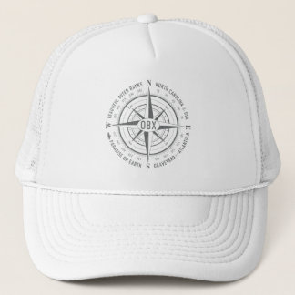 OBX Nautical Compass Outer Banks Pewter Vintage Trucker Hat