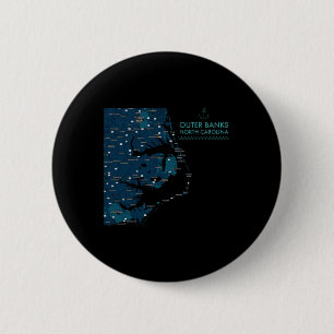Obx Nc Outer Banks Map Duck Corolla Beach Vacation 6 Cm Round Badge