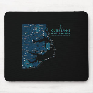 Obx Nc Outer Banks Map Duck Corolla Beach Vacation Mouse Mat