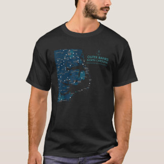 OBX NC Outer Banks Map Duck Corolla Beach Vacation T-Shirt