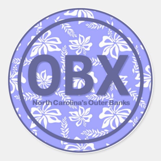 OBX NC Outer Banks North Carolina Purple Beach Classic Round Sticker (Front)