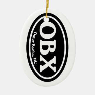 OBX Outer Banks Black Oval Ceramic Tree Decoration