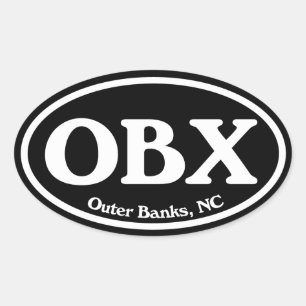 OBX Outer Banks Black Oval Oval Sticker