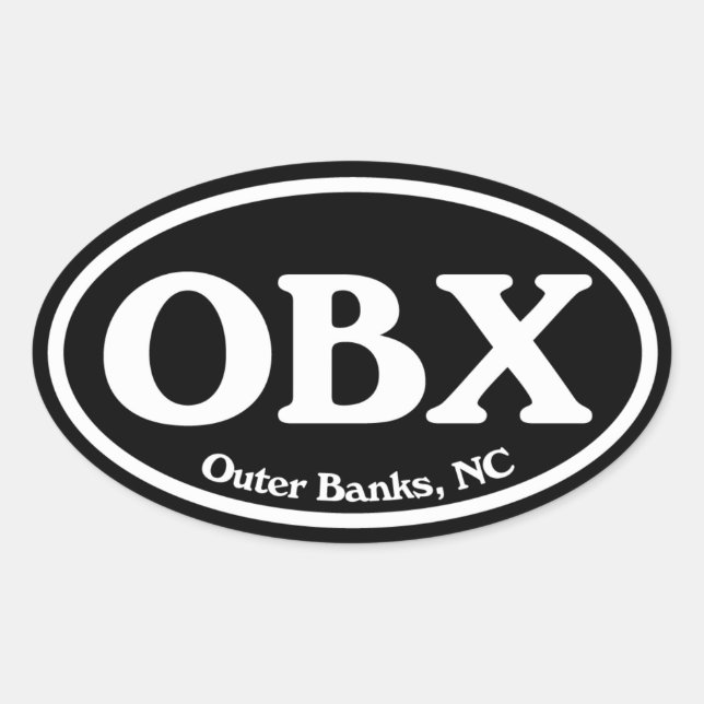 OBX Outer Banks Black Oval Sticker (Front)