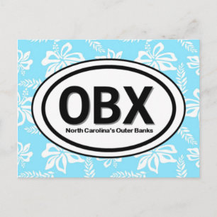 OBX Outer Banks NC Blue Postcard