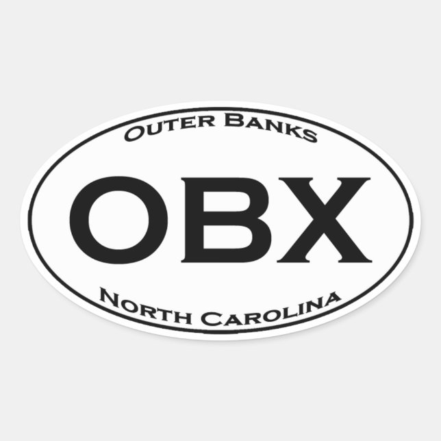OBX - Outer Banks NC Euro Style Oval Logo Sticker (Front)