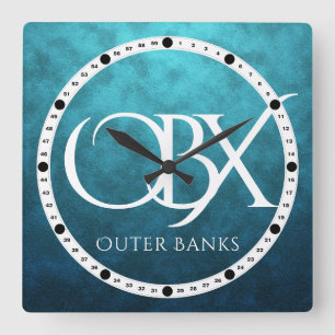 OBX Outer Banks NC on Blue Water Background Beach Square Wall Clock