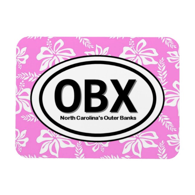 OBX Outer Banks NC Pink Magnet (Horizontal)