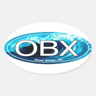 OBX Outer Banks Wave Oval Oval Sticker