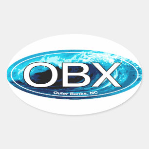 OBX Outer Banks Wave Oval Sticker