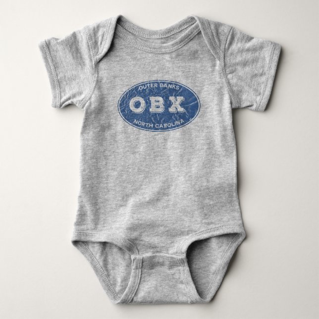 OBX oval distressed Baby Bodysuit (Front)