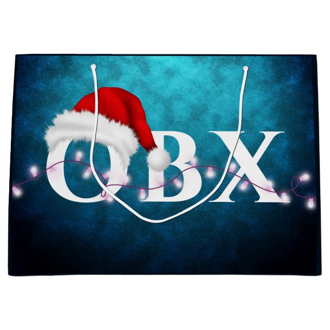 OBX Santa Hat and Lights Christmas Large Gift Bag (Front)