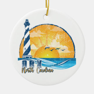 OBX Sunset distressed Ceramic Tree Decoration