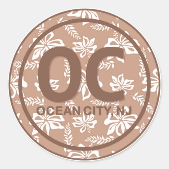 OC Ocean City NJ Brown Beach Flower Stickers (Front)