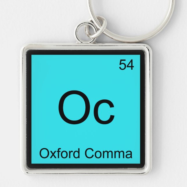 Oc - Oxford Comma Chemistry Element Symbol Grammar Key Ring (Front)
