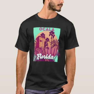 Ocala FL Florida vintage retro ocean scene beach p T-Shirt