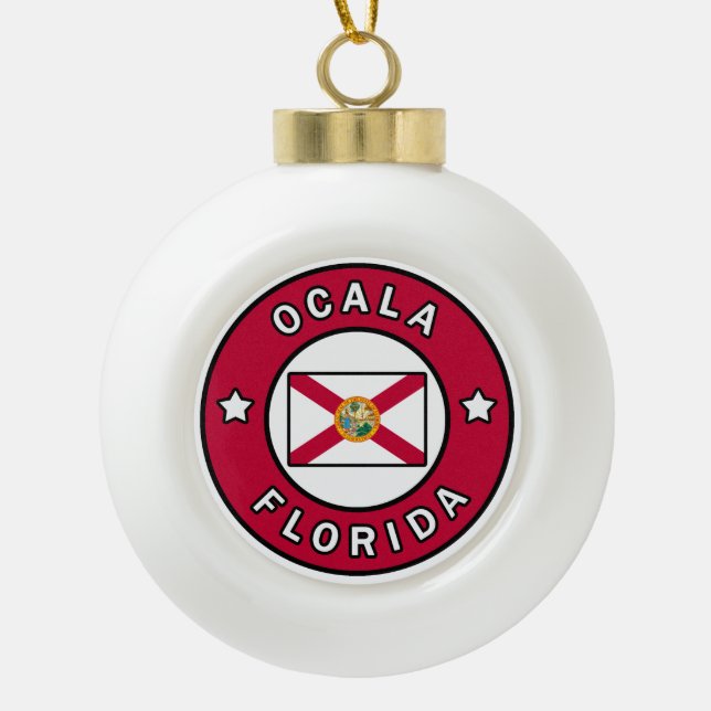 Ocala Florida Ceramic Ball Christmas Ornament (Front)
