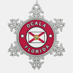 Ocala Florida Snowflake Pewter Christmas Ornament