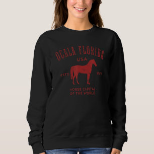 Ocala Florida USA Horse Capital Distressed Equestr Sweatshirt