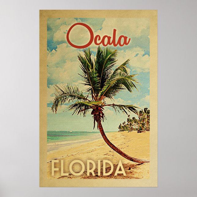Ocala Palm Tree Vintage Travel Poster (Front)