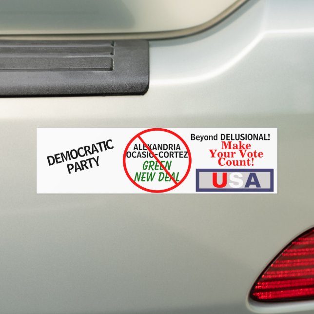 Ocasio-Cortez Green New Deal Democratics Bumper Sticker (On Car)