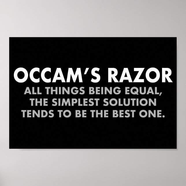 Occam's Razor Definition Science Classroom Poster (Front)