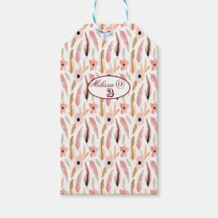 Occasion Girly Pink Floral Pattern Watercolor Gift Tags
