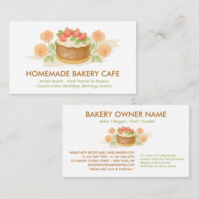 Occassion Cake Bakery Business Card (Front/Back)