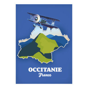 Occitanie France travel map Photo Print