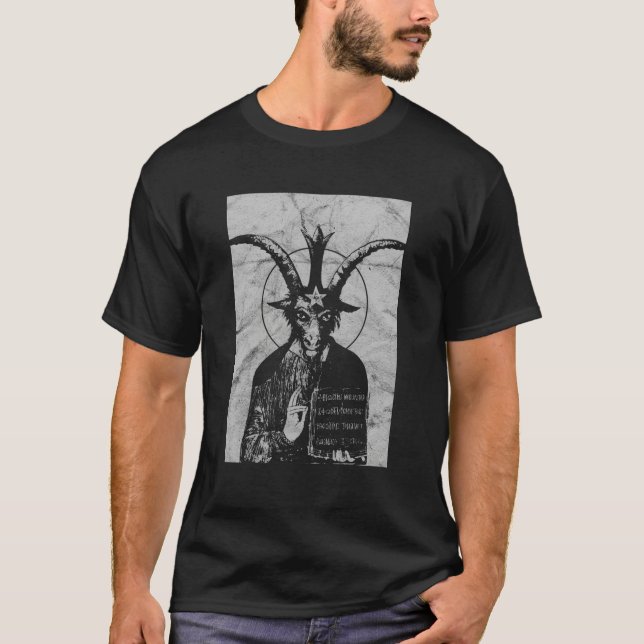 Occult Baphomet Gothic Grunge Satan Devil Black Lu T-Shirt (Front)