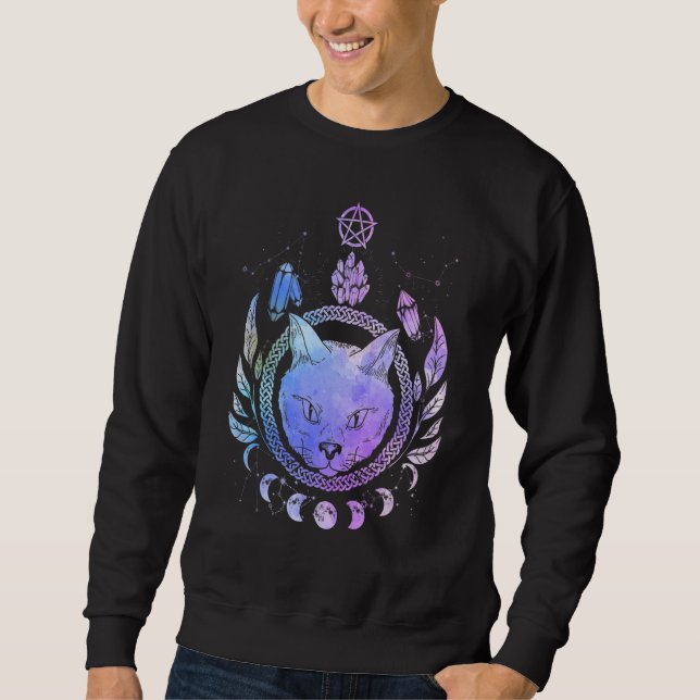 Occult Cat Magic Symbol Wicca Goth Cats Esoteric Sweatshirt (Front)
