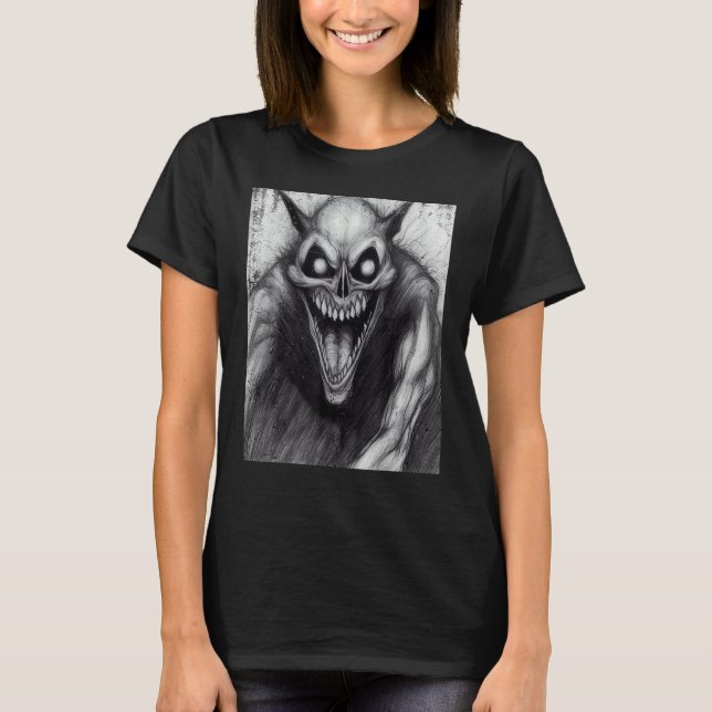 Occult Dark Horror Satanic Cat Demon Unholy Grunge T-Shirt (Front)