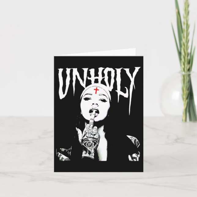 Occult Gothic Dark Satanic Nun Tattoos Unholy Nun  Card (Front)