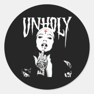Occult Gothic Dark Satanic Nun Tattoos Unholy Nun Classic Round Sticker