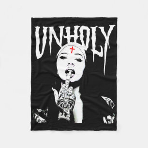 Occult Gothic Dark Satanic Nun Tattoos Unholy Nun Fleece Blanket