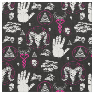 occult halloween all seeing eye esoteric rune pink fabric