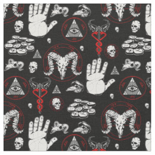 occult halloween all seeing eye esoteric runes red fabric