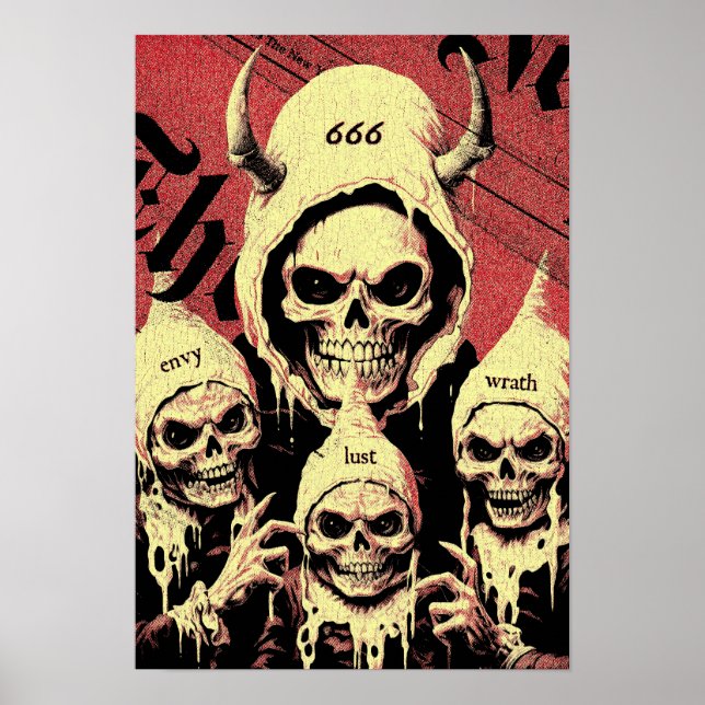 Occult Horror Skeletons Devil Sins Poster (Front)