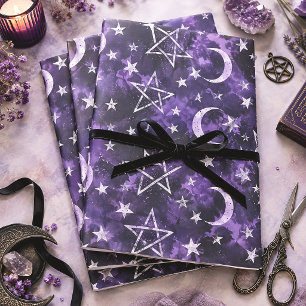 Occult Moon & Pentagrams Gothic Wrapping Paper Sheet