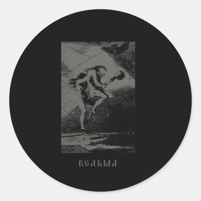 Occult Russian Witch Baba Jaga Slavic Horror Goth Classic Round Sticker (Front)