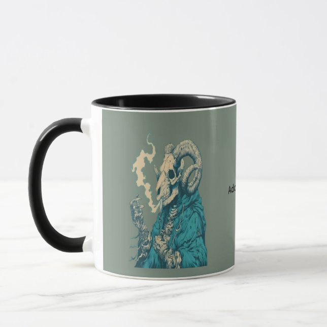 Occult Smoking Ram Skull Mug (Left)