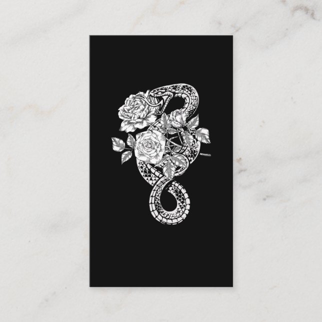 Occult Snake Roses Wicca Goth Witchcraft Business Card (Front)