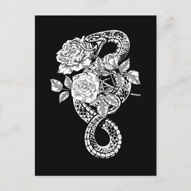 Occult Snake Roses Wicca Goth Witchcraft Postcard (Front)