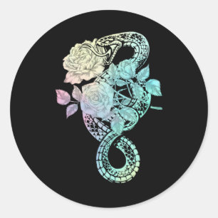 Occult Snake Roses Wicca Pastel Goth Witchcraft Classic Round Sticker