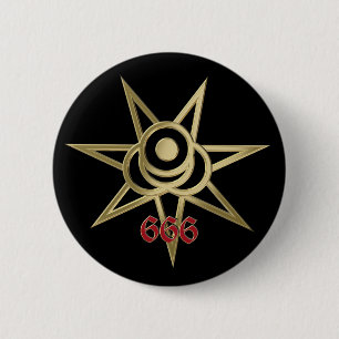 Occult symbol septagram 6 cm round badge