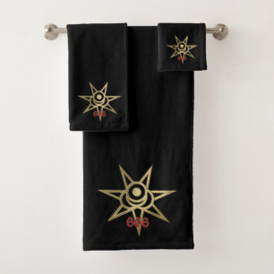 Occult symbol septagram bath towel set