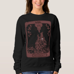 Occult Tarot Card Strength of Wolf Design Dark Wit Sweatshirt