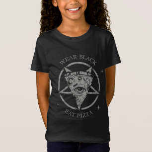 Occult Wear Black Eat Pizza Unholy Satan Pentagram T-Shirt