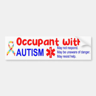 Occupant With Autism Bumper Sticker